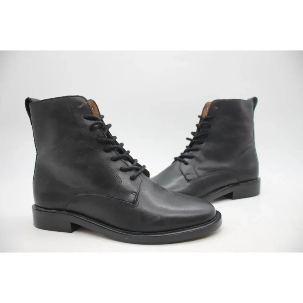 Madewell Delaney Women's Size 6 Black Leather Lace-up Boot Combat Ankle Bootie
